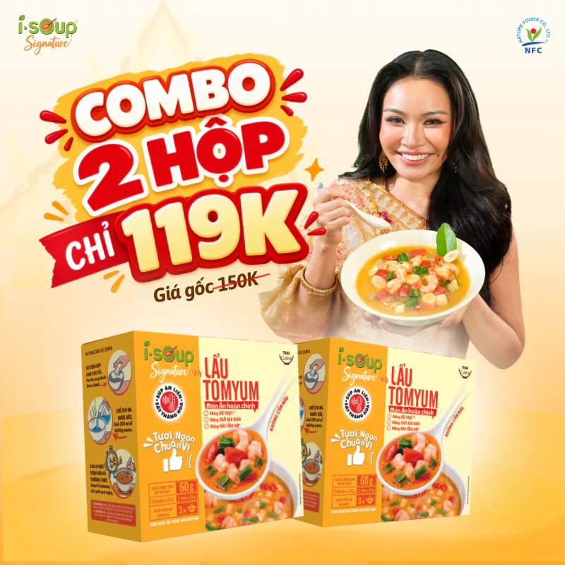 Combo 2 Hộp Isoup Signature Vị Lẩu Tomyum Isoup Signature (3 Viên/Hộp)