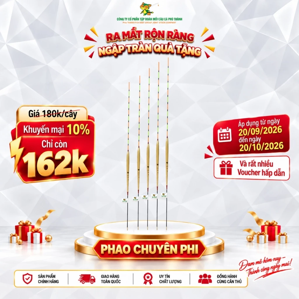PT 08 PHAO CHUYÊN PHI PHÚ THÀNH - KHUYẾN MẠI 10% ( Từ 20/09-đến hết 20/10) chuyên dùng câu cá rô, cá diếc và cá trôi
