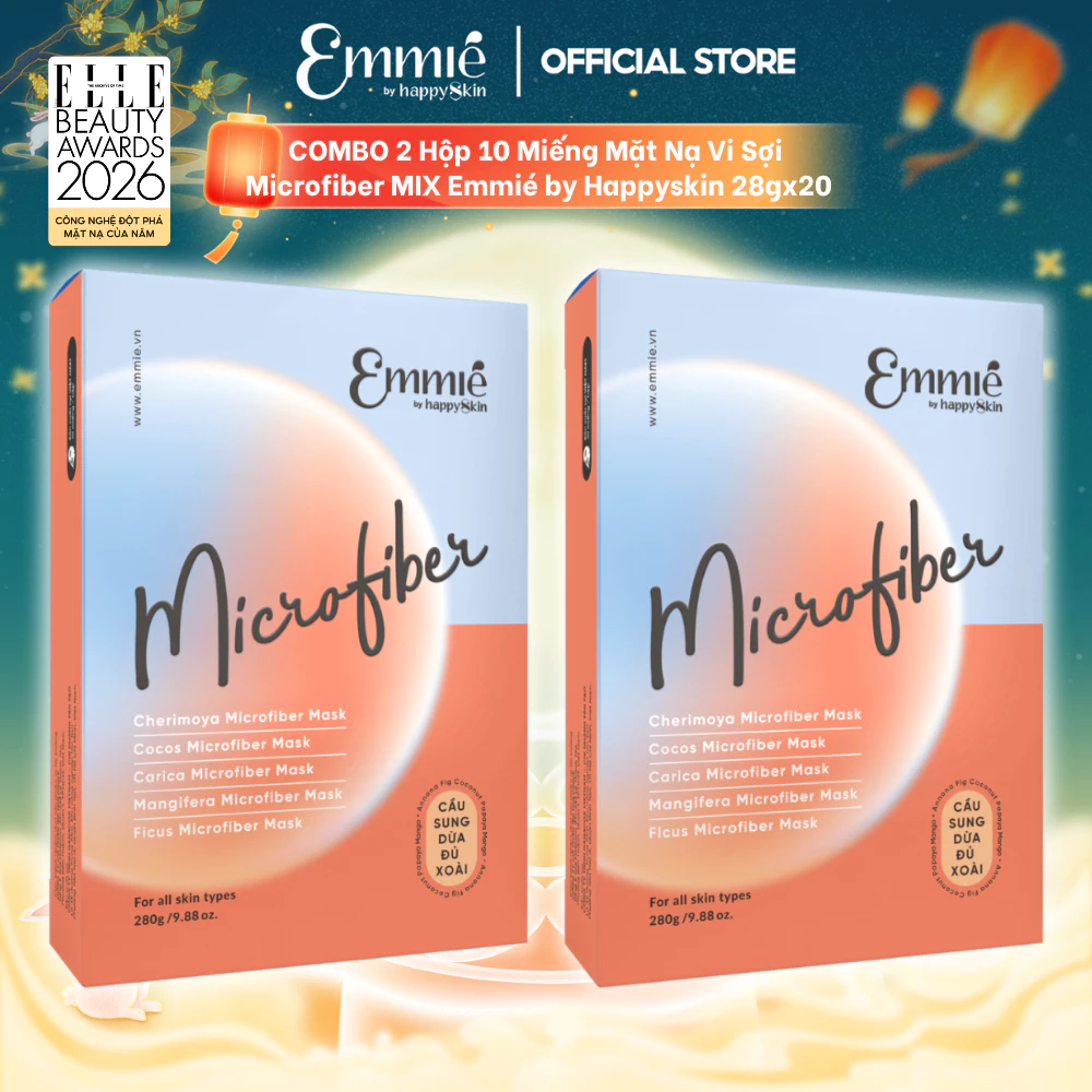 Mặt nạ vi sợi Emmie Microfiber Mix Cầu Sung Dừa Đủ Xoài Hỗ Trợ Dưỡng Sáng Da Cấp Ẩm da Hỗ Trợ Mờ Nếp Nhăn Combo 2 Hộp 10