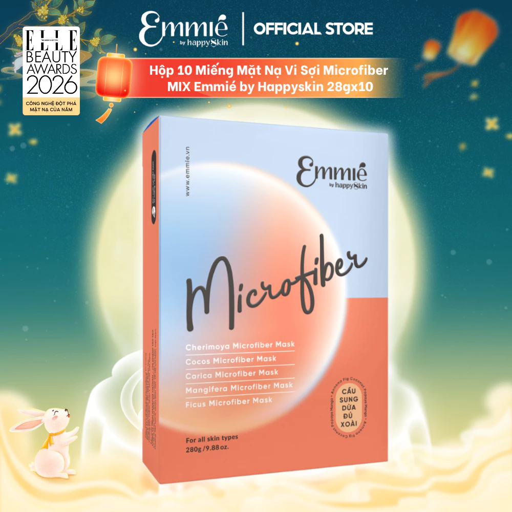Mặt nạ vi sợi Emmie Microfiber Mix Cầu Sung Dừa Đủ Xoài Hỗ Trợ Dưỡng Sáng Da Cấp Ẩm - Hỗ Trợ Mờ Nếp Nhăn Hộp 10 Miếng
