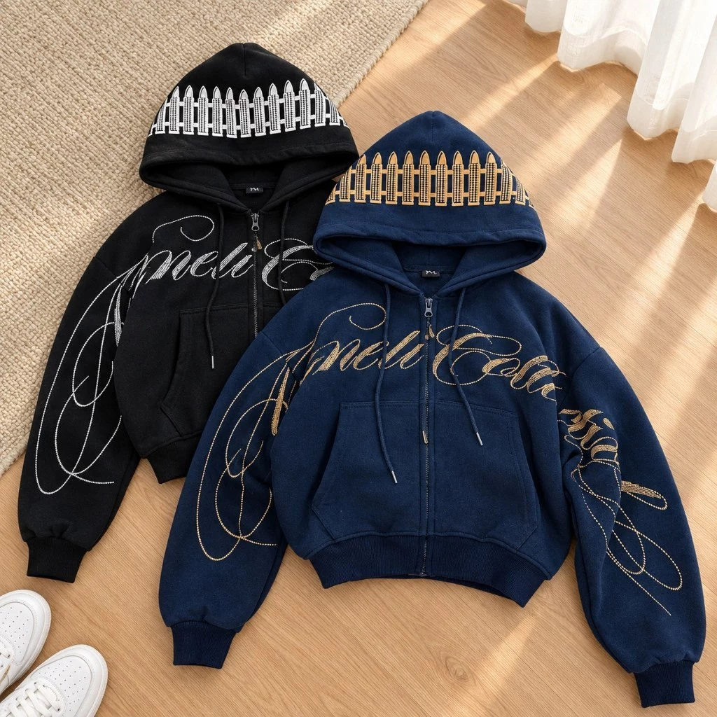 Áo Khoác Hoodie Zip Nữ Form Boxy Dáng Lững TOMANO Vải Nỉ Dày Tay Phồng Nón Rộng Chống Nắng - KNL17