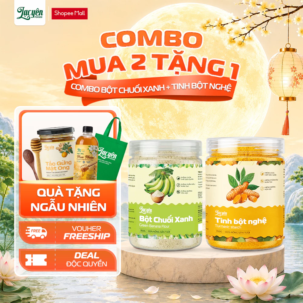 Combo Bột Chuối Xanh & Tinh Bột Nghệ Đỏ Lạc Yên Foods