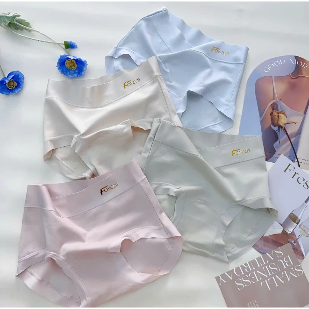 [SET 4 Quần/Lẻ 1 Quần] Lót Nữ Cotton 45-58kg Hãng FOYCOY Túi Zip Niêm Phong, Quần Lót Cạp Cao EVA96