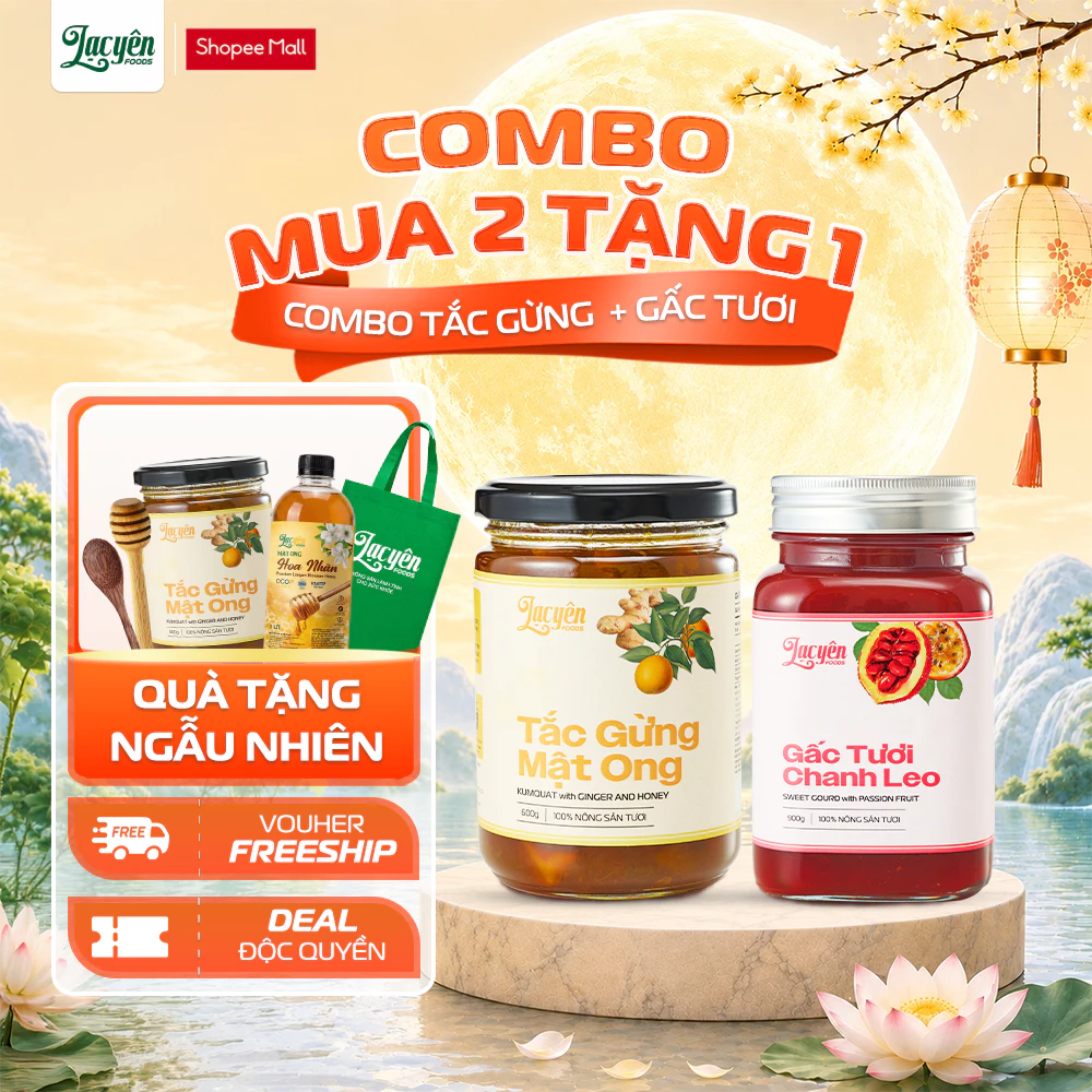 [Combo Tắc Gừng-Gấc] Lạc Yên Foods Gồm Tắc Gừng Mật Ong + Gấc Chanh Leo + Kèm Quà Tặng