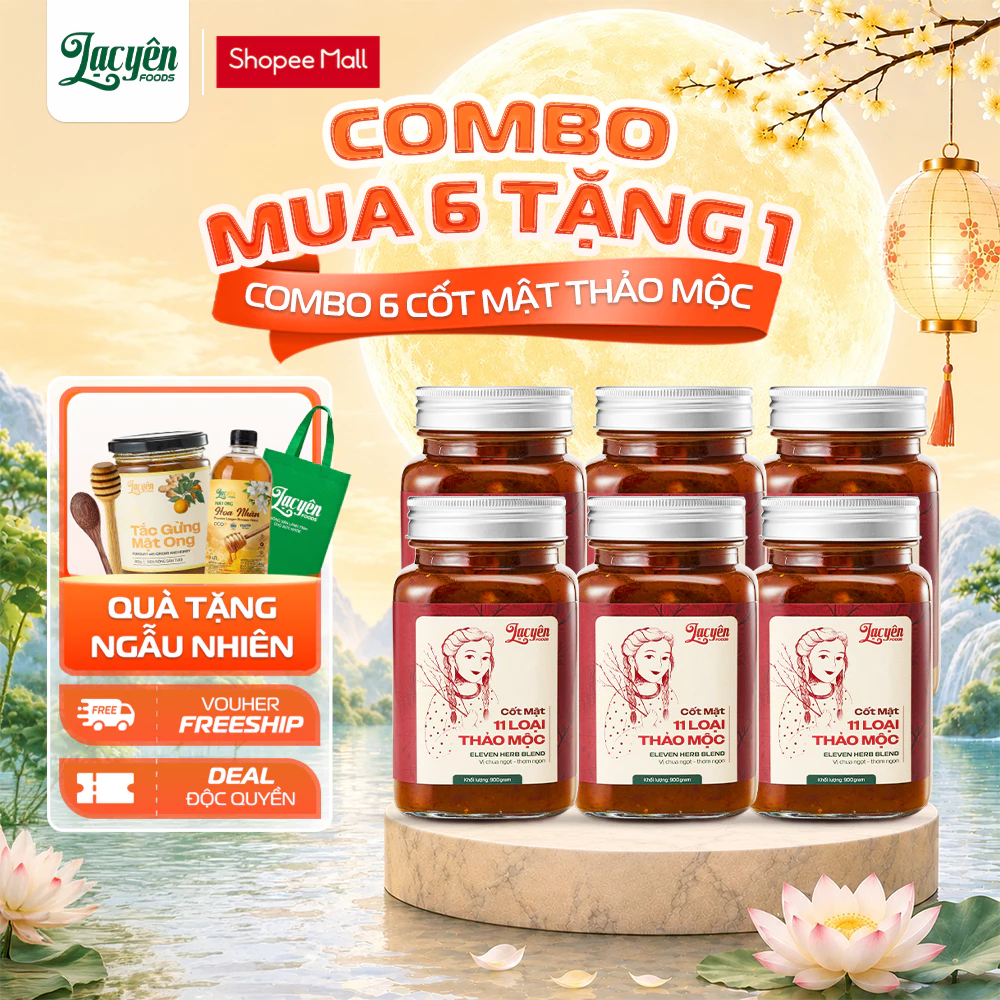 Combo 6 Hũ Cốt Mật 11 Loại Thảo Mộc Lạc Yên Foods Đậm Táo Đỏ Kỷ Từ Cho Các Chị Em