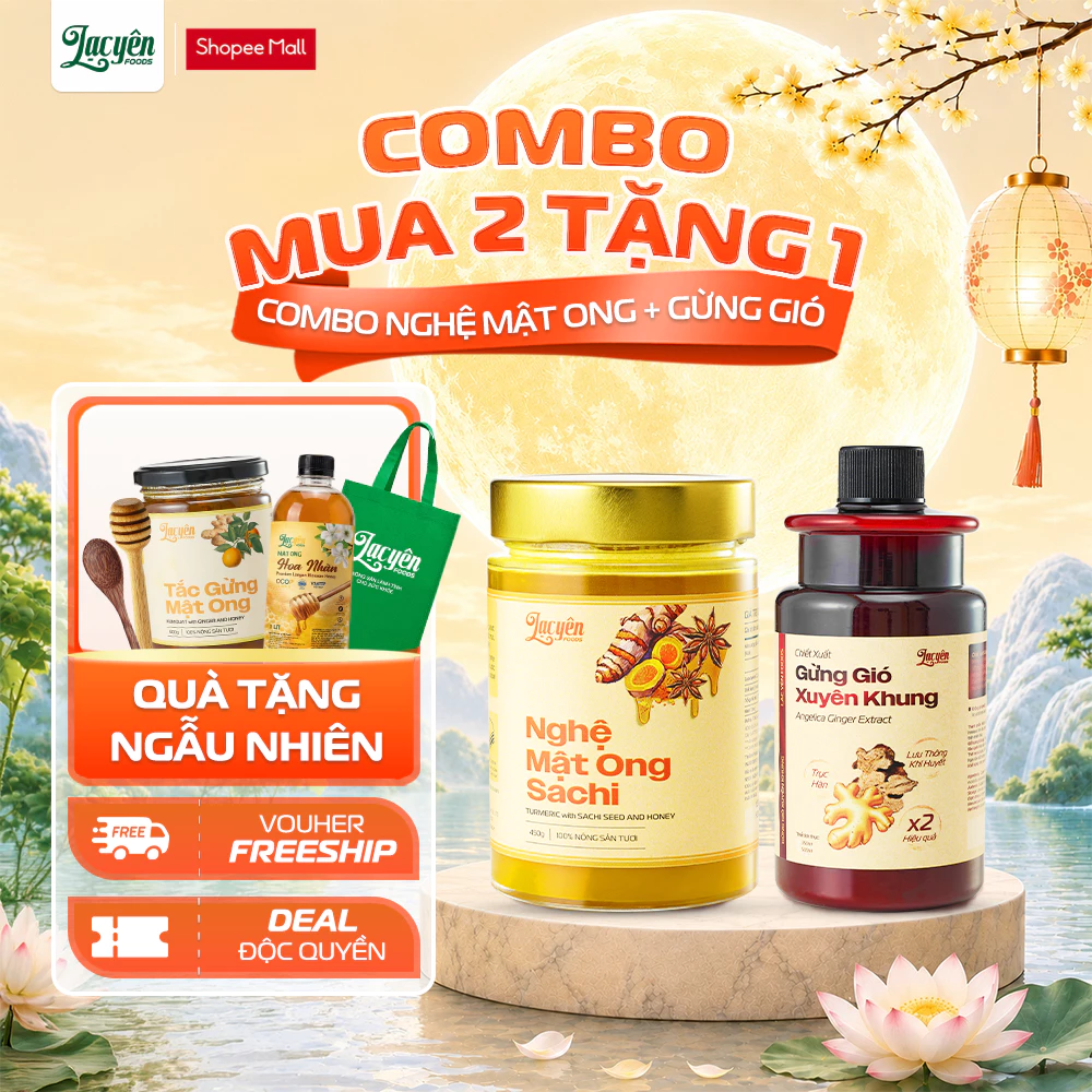 Combo Ở Cữ Lạc Yên Foods - Nghệ Mật Ong Sachi + Gừng Xuyên Khung Kèm Quà Tặng
