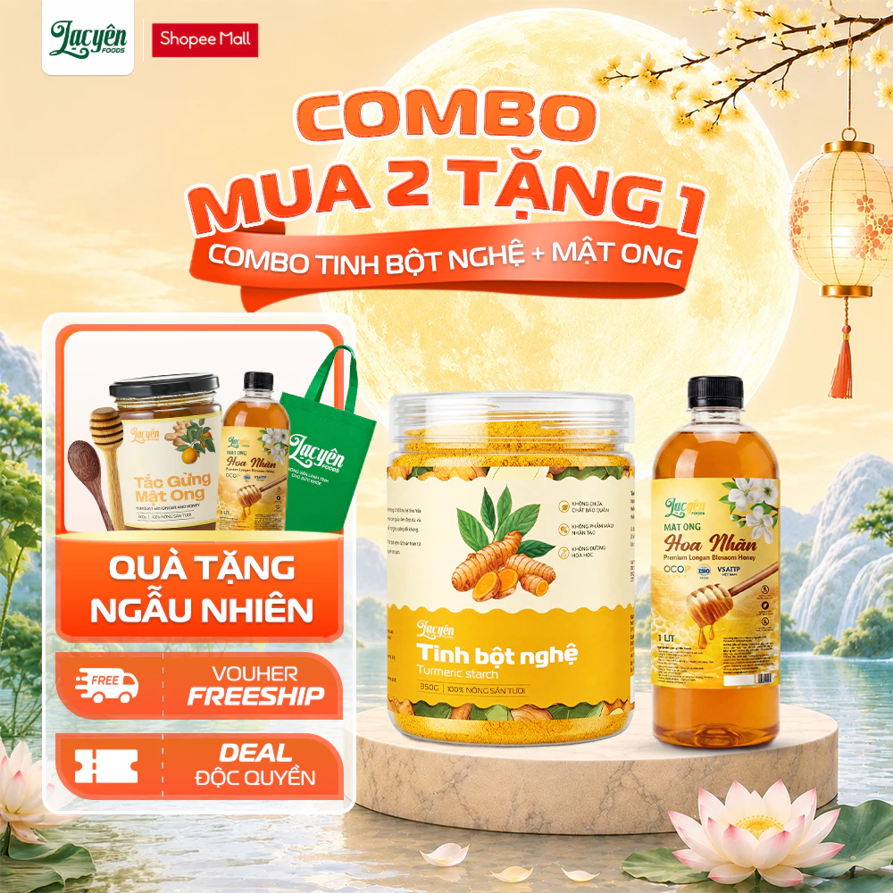 [COMBO NÔNG SẢN] TINH BỘT NGHỆ ĐỎ & MẬT ONG NGUYÊN CHẤT HƯNG YÊN – LẠC YÊN FOODS
