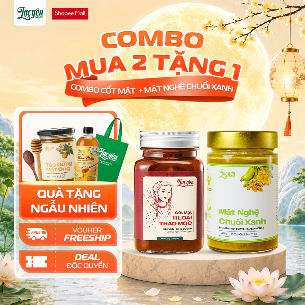 [Combo Cốt Mật-Chuối Xanh] Lạc Yên Foods Gồm Cốt Mật 650g + Nghệ Chuối Xanh 250Gr + Tặng Muỗng
