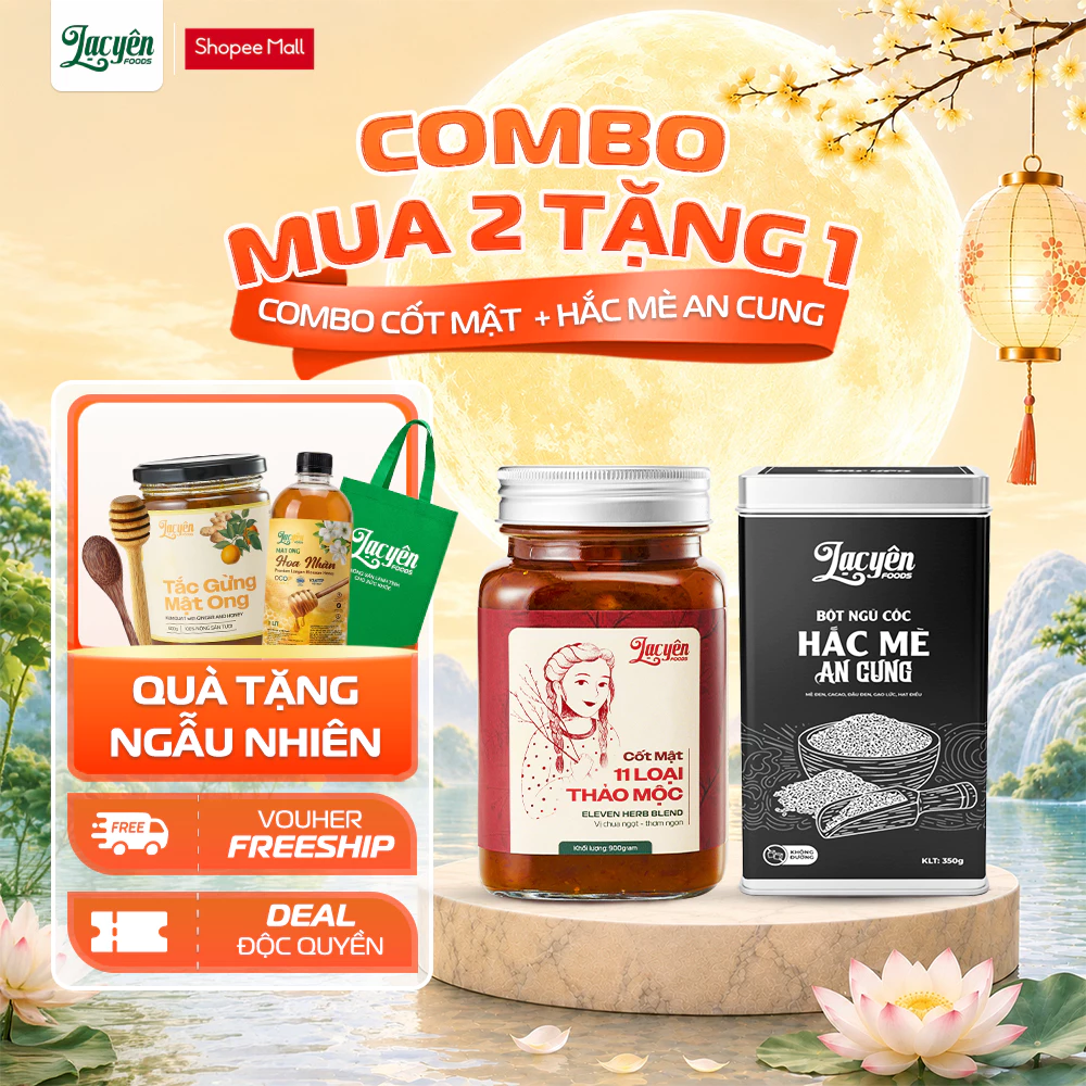 Combo Cốt Mật-Hắc Mè Lạc Yên Foods Gồm Cốt Mật 11 Loại Thảo Mộc & Hắc Mè An Cung, Kèm Quà