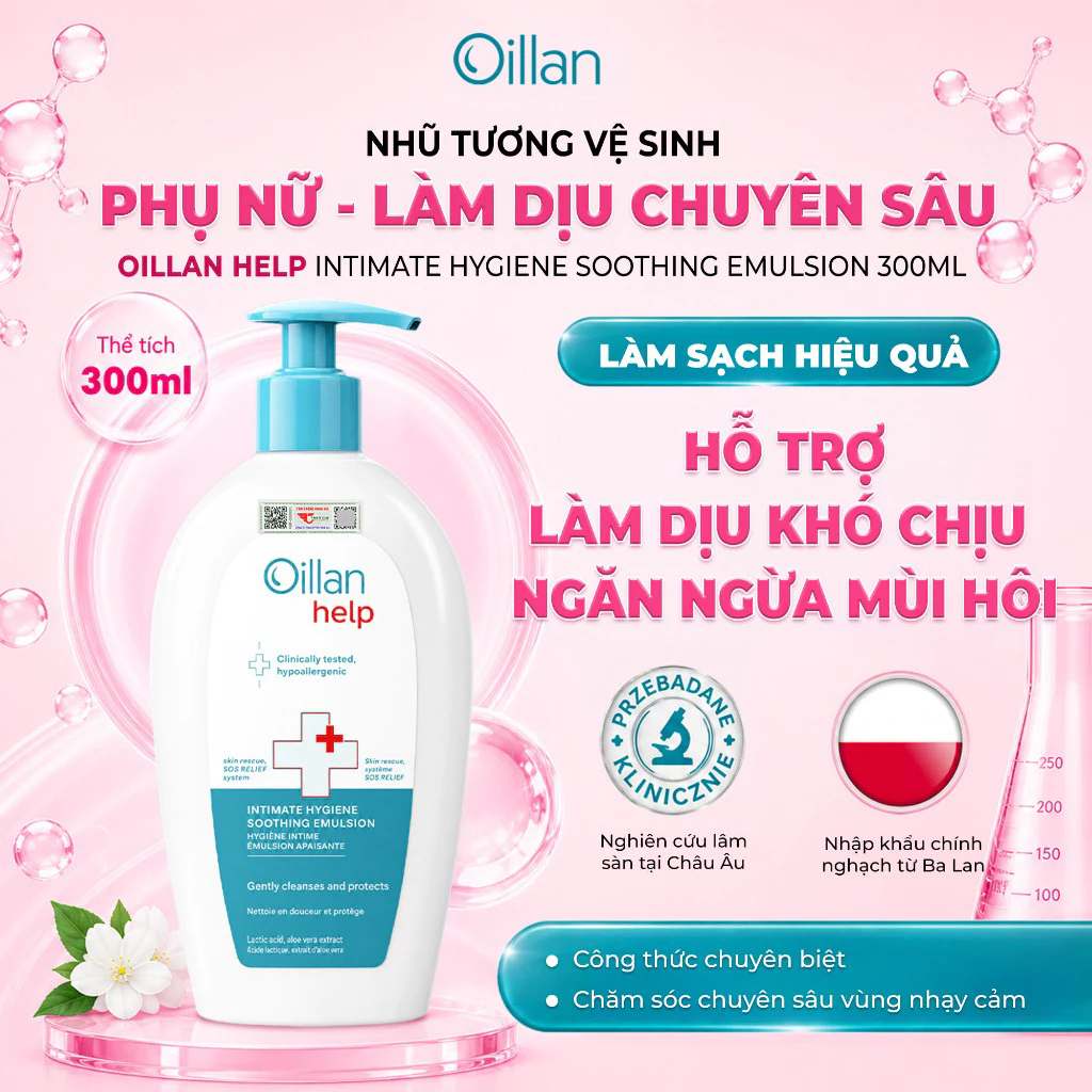 Nhũ Tương Vệ Sinh Cho Nữ Chuyên Biệt OILLAN HELP 300ml - Dung Dịch Vệ Sinh Phụ Nữ Cơ Địa Nhạy Cảm