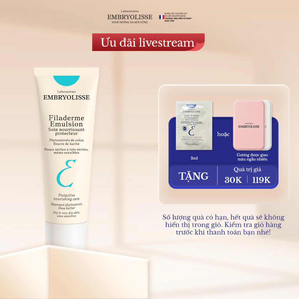 [Livestream X EMB] Kem Dưỡng Trẻ Hóa Căng Bóng Da Embryolisse Filaderme Émulsion 15ml - 75ml