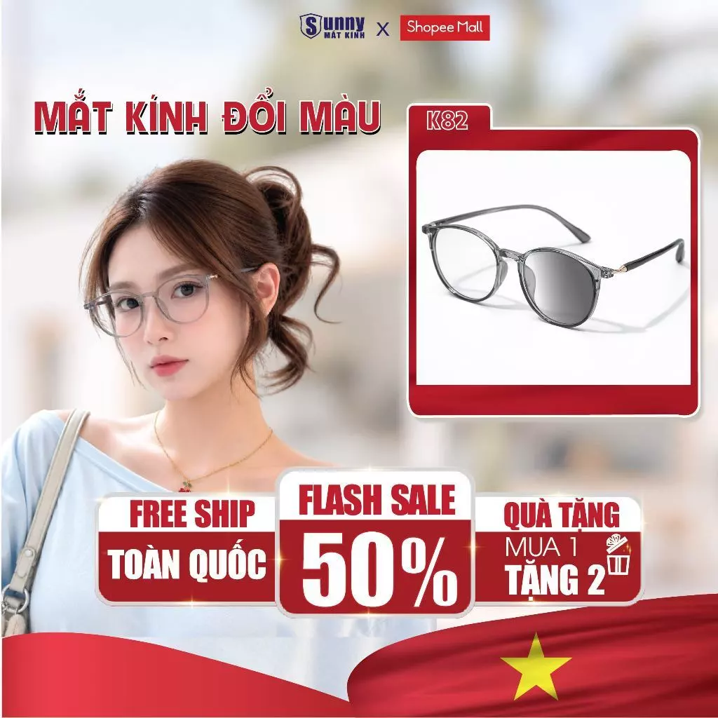 Mắt Kính Tròn Đổi Màu Chống Tia UV Gọng Nhựa Dẻo Cao Cấp Phụ Kiện Thời Trang Hiện Đại Thanh Lịch