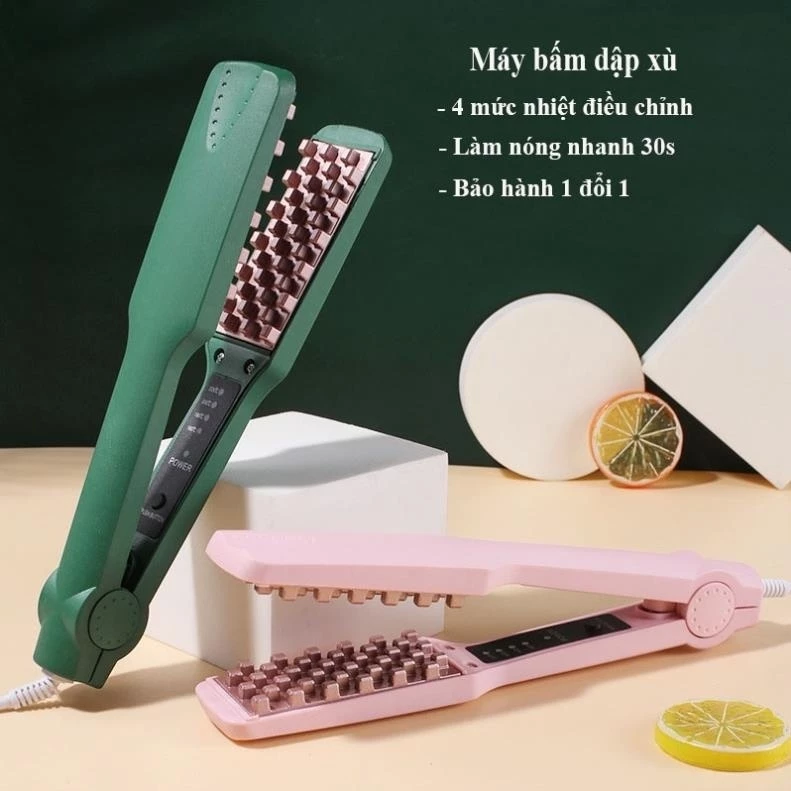 Máy dập phồng chân tóc vuông, máy dập xù 4 cấp độ nhiệt nhỏ gọn dễ làm