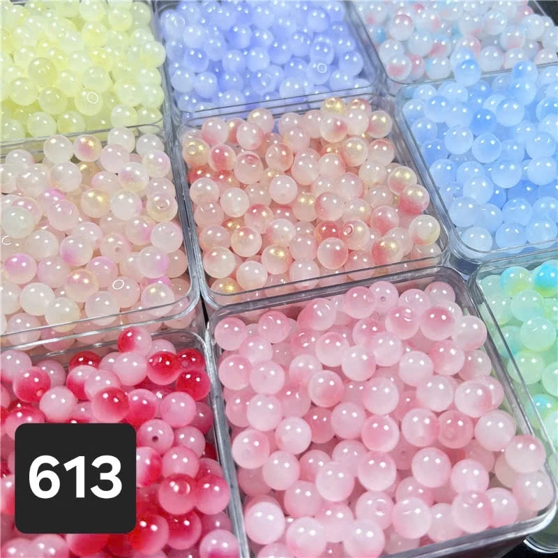 (50 hạt)Hạt tròn thủy tinh loang màu 8mm, Nguyên liệu làm trang sức cổ trang, nguyên lliệu diy