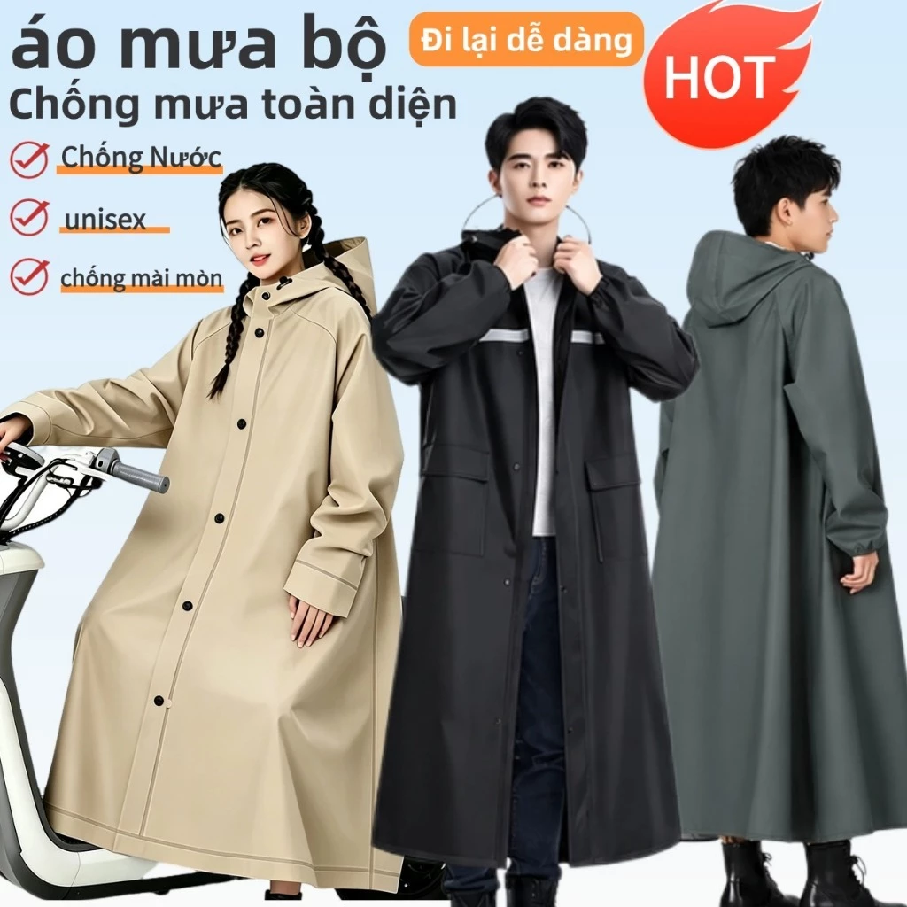 áo mưa Áo mưa đi xe máy  an toàn đi xe máy xe điện vành đôi Bảo vệ toàn diện, đi lại yên tâm Vành mũ to rộng che phủ