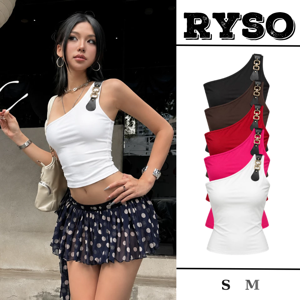 Áo Lệch Vai Nữ Thun Ôm Body Croptop Khóa Khoen Vai Co Giãn Tôn Dáng Phong Cách LV01 RYSO STORE