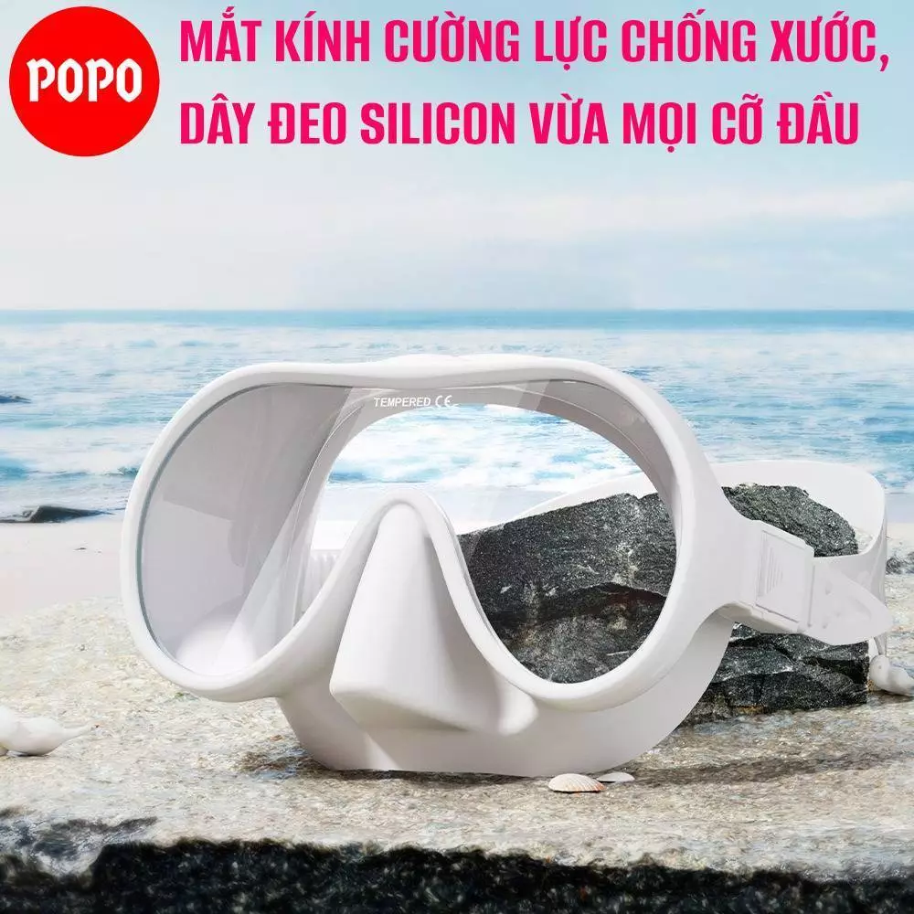 Kính lặn, mặt nạ mắt cường lực chống xước, cản UV, hạn chế sương mờ POPO MK6
