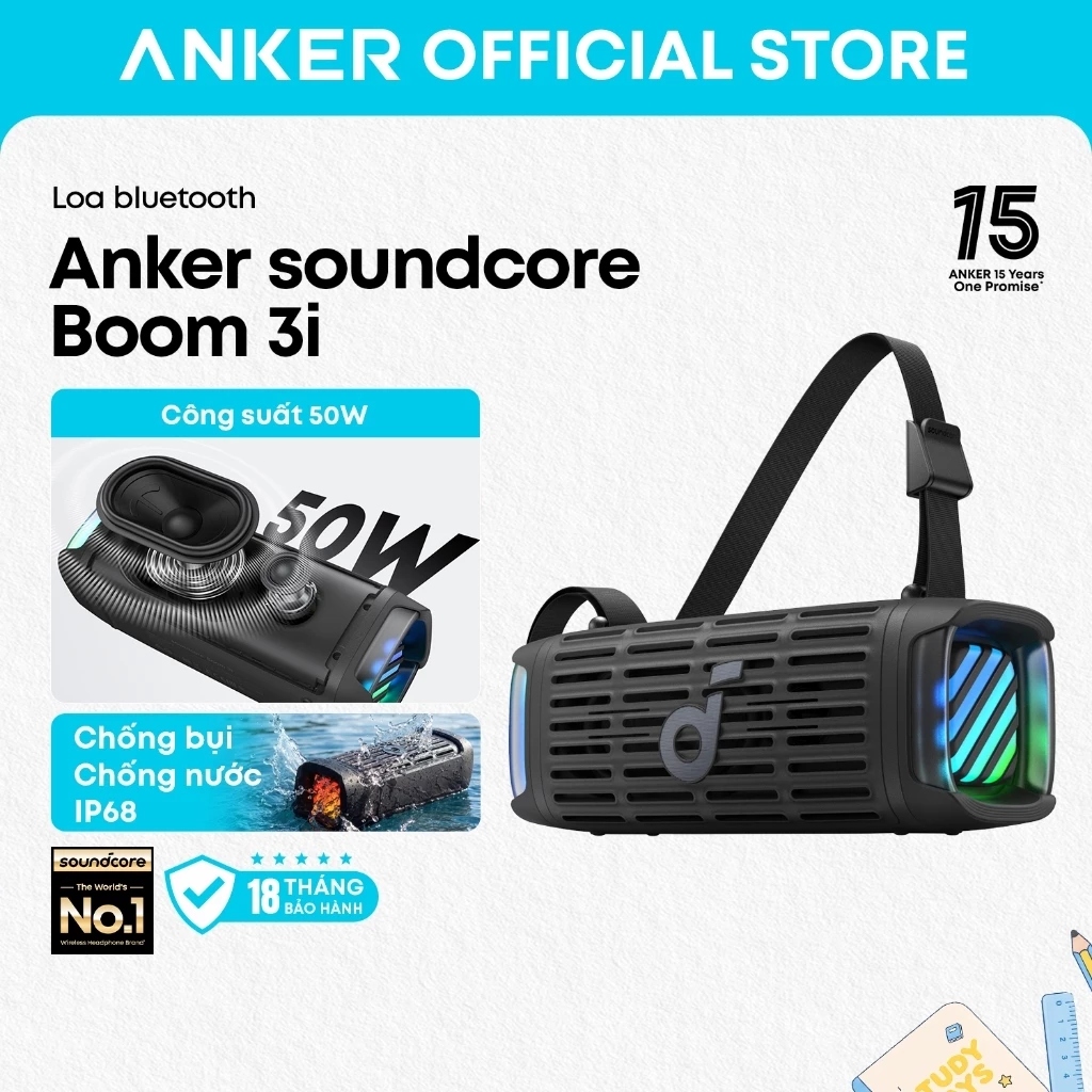 Loa Bluetooth Anker soundcore Boom 3i, chống nước IP68, phát nhạc nổi trên mặt nước, công nghệ BassUp 2.0