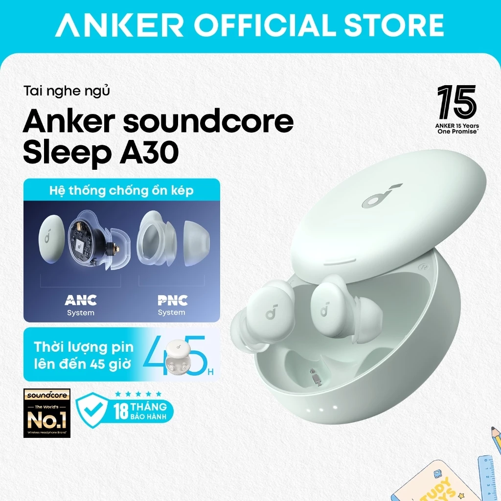 Anker soundcore Tai nghe ngủ soundcore Sleep A30 |Theo dõi giấc ngủ | Làm dịu tiếng ngáy | Âm thanh sóng não AI D1301