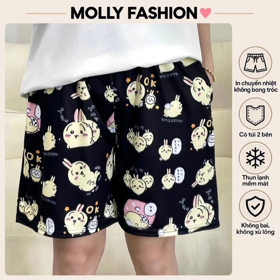 Quần đùi nam nữ MOLLY FASHION thun lạnh Bigsize, quần short mặc nhóm đi biển USAGGI