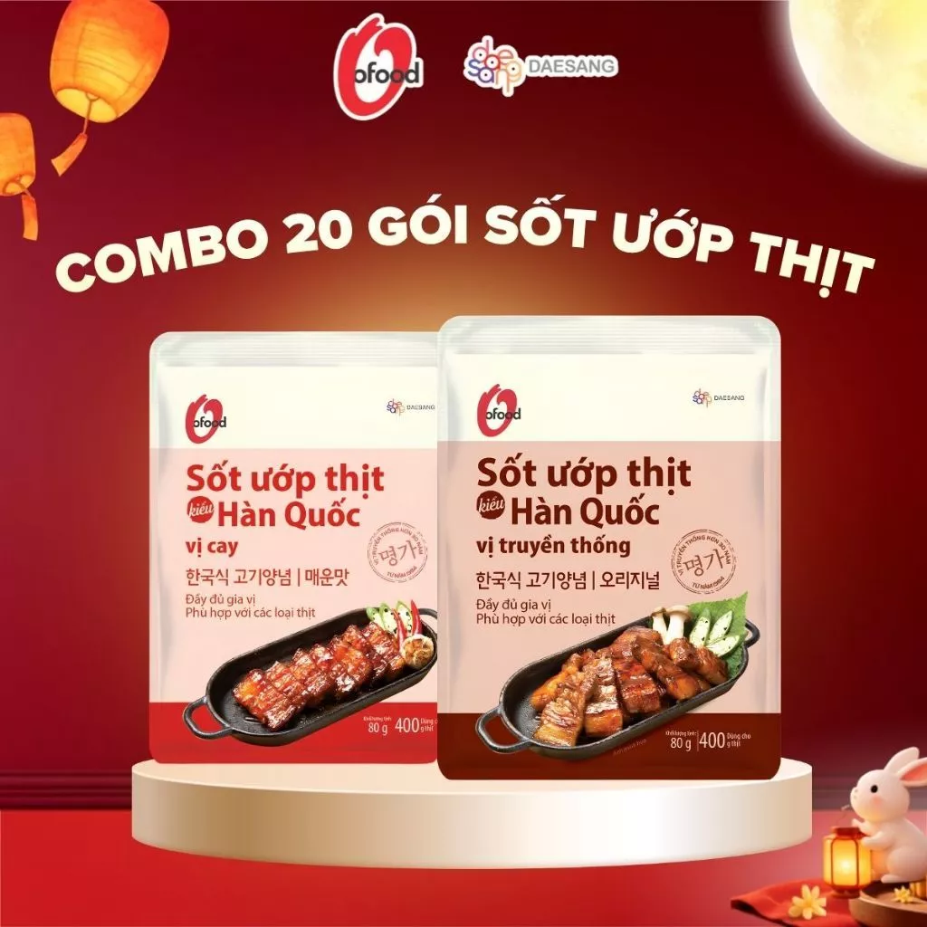 [Combo 20 gói] Sốt ướp thịt Hàn Quốc OFood gói 80g, giúp thị mềm, ngọt, thơm dậy vị dùng cho 400g thịt