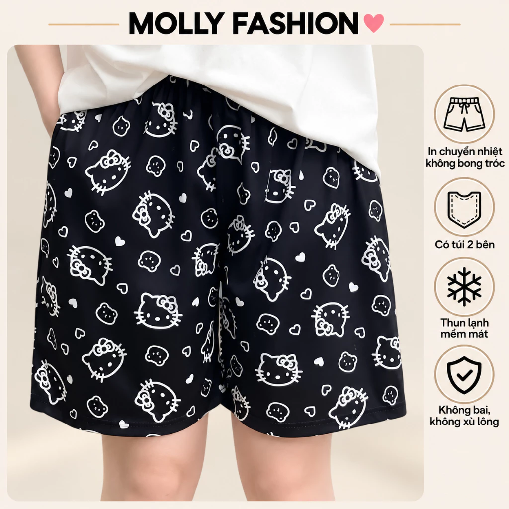 Quần đùi nam nữ MOLLY FASHION thun lạnh Bigsize, quần short mặc nhà/đi biển/đi chơi NIGHT