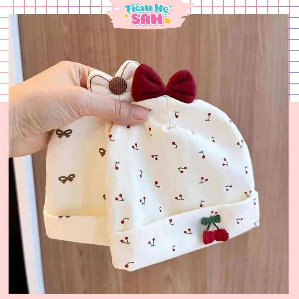 Mũ che thóp cotton cao cấp cho bé sơ sinh 0-3 tháng mềm mịn, thoáng mát - MUG02