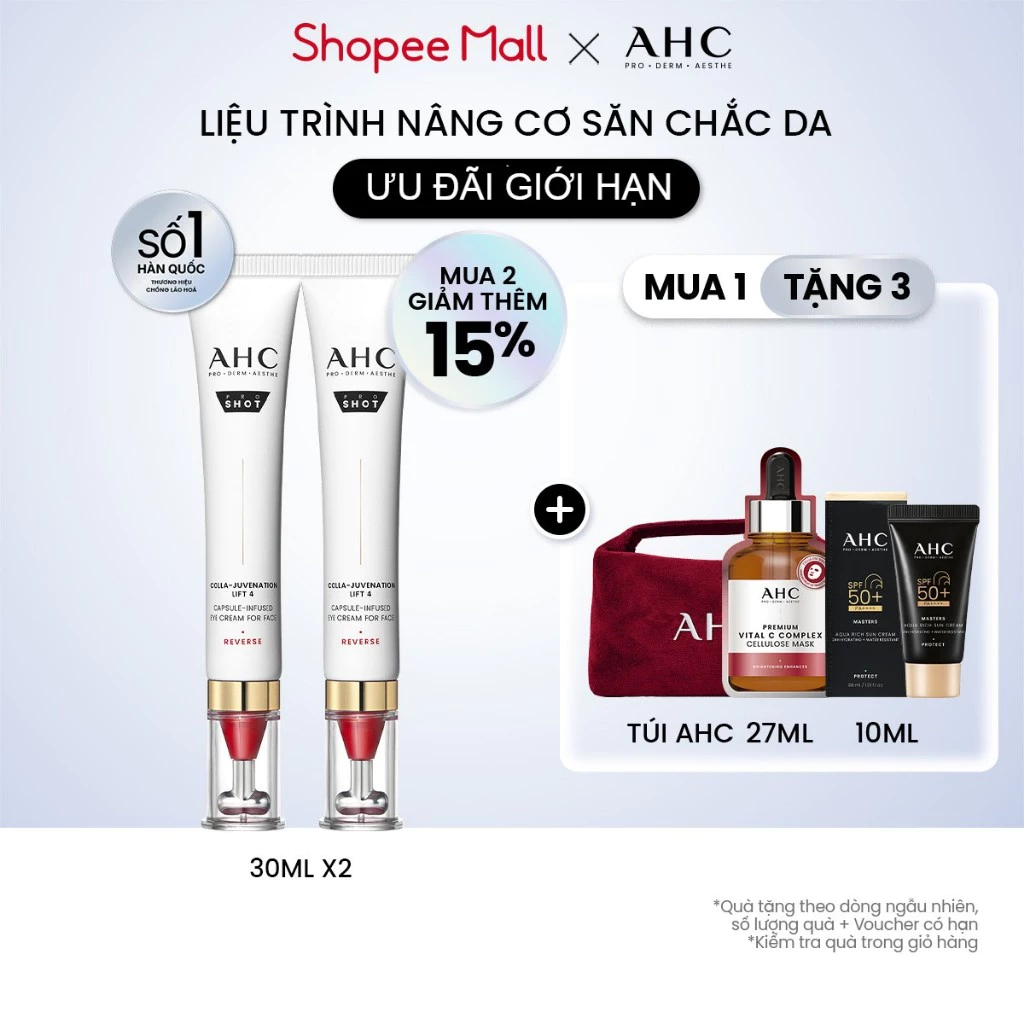 Combo 2 kem mắt chống lão hóa săn chắc da PROSHOT COLLA-JUVENATION LIFT 4  AHC ( 30ML x2)