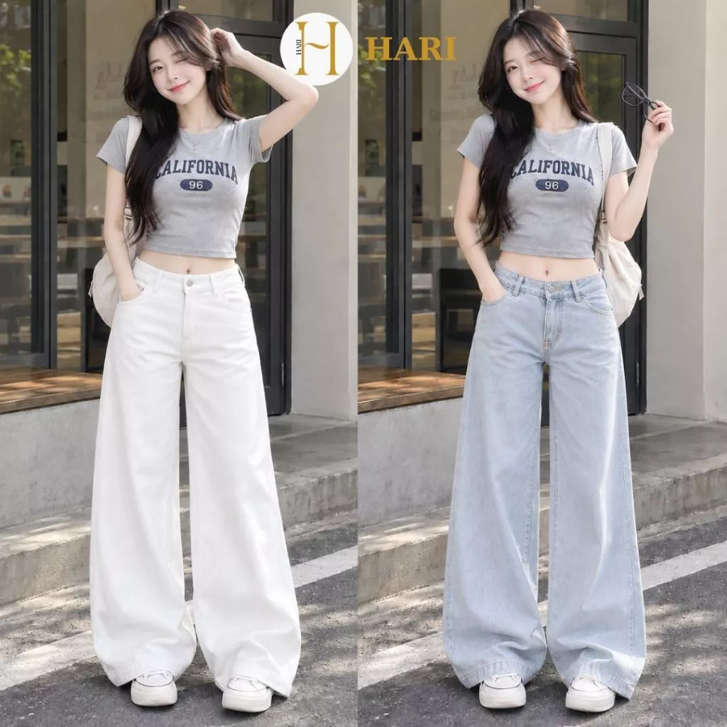 Quần Jean Nữ Lưng Thấp Ống Suông Loe 092 Hari
