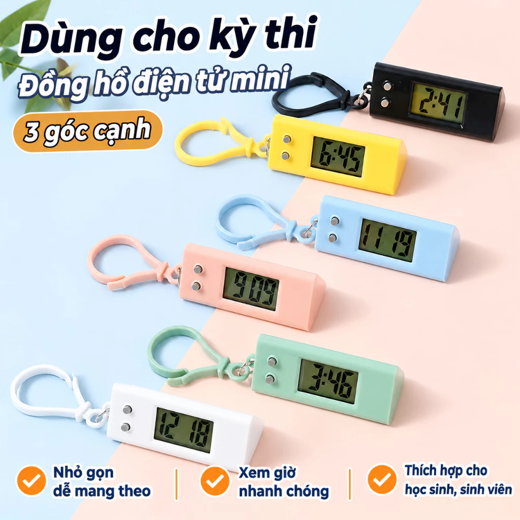 Đồng hồ kỹ thuật số mini cầm tay dành cho học sinh – Lý tưởng cho các kỳ thi đồng hồ nhỏ có móc khóa JS