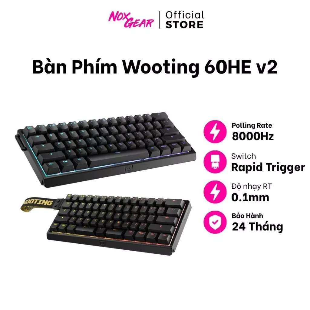 Bàn Phím Wooting 60HE v2 Rapid Trigger - Hàng Chính Hãng