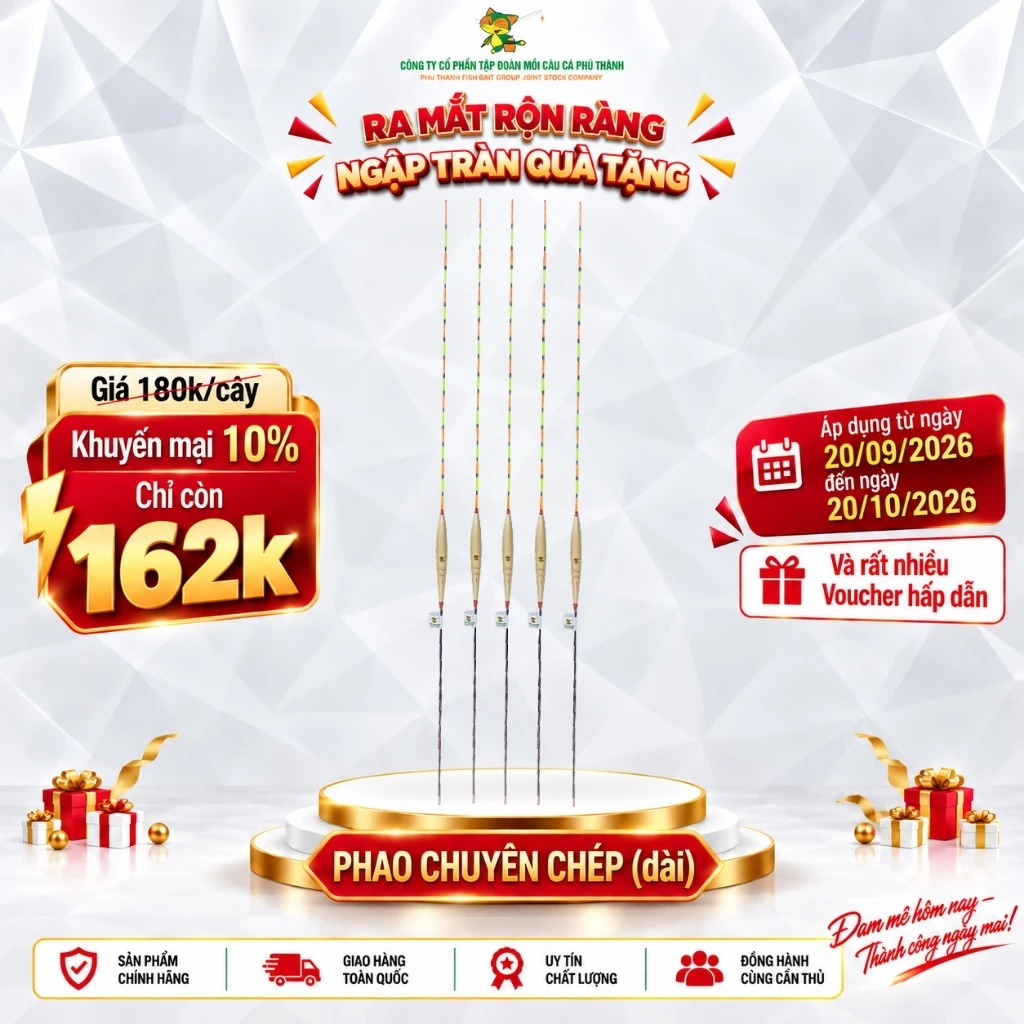 PT 31A PHAO CHUYÊN CHÉP DÀI PHÚ THÀNH - KHUYẾN MẠI 10% ( Từ 20/09/2026 - đến hết 20/10/2026 ) chuyên dùng câu cá chép