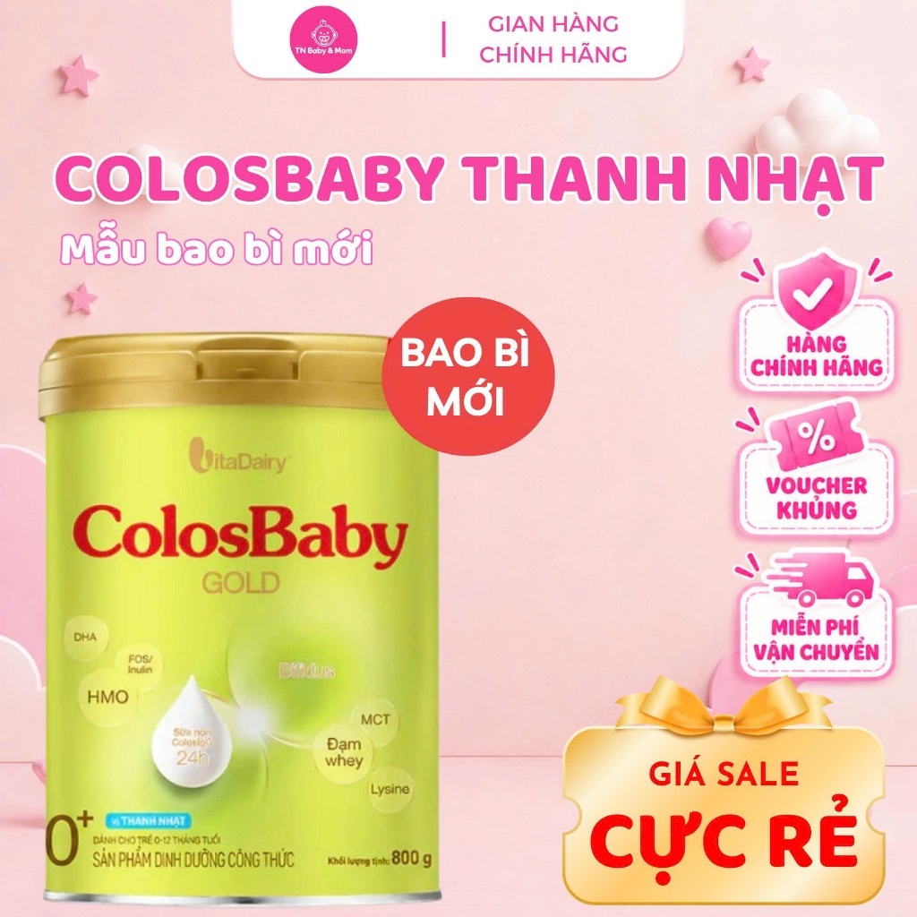 Sữa ColosBaby Gold Vị Thanh Nhạt 800g VitaDairy Chính Hãng IgG Hỗ Trợ Tăng Đề…