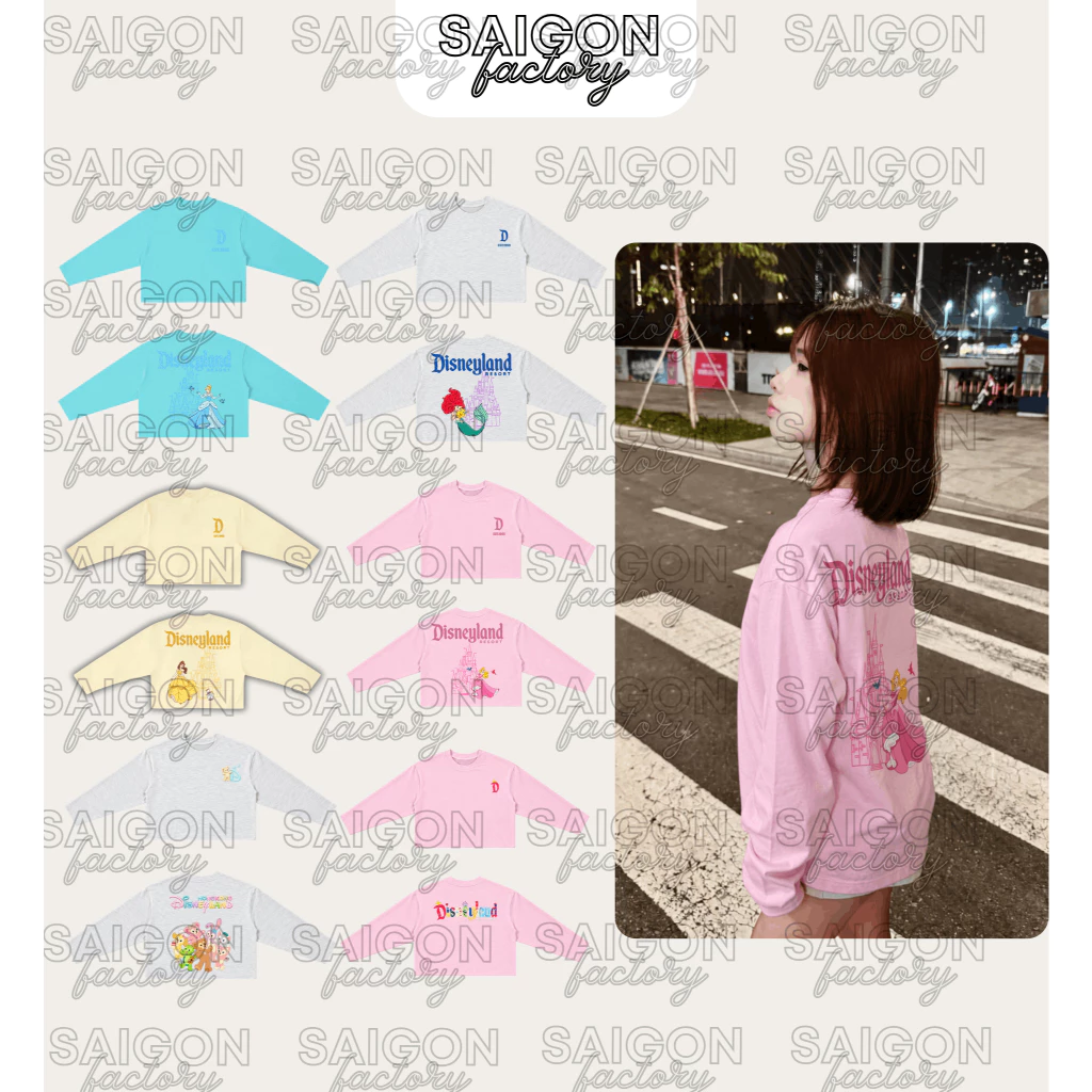 [MỞ BÁN] Áo thun tay dài longsleeve màu sắc pastel in hoạ tiết công chúa chất vải cotton 2 chiều dày dặn đứng form