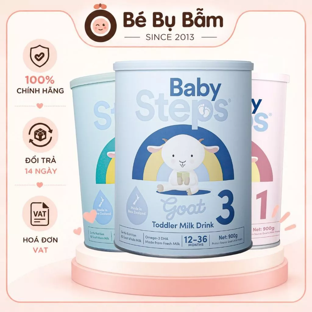 🍼 Sữa Dê Baby Steps Chính Hãng New Zealand 900g - Dễ Tiêu Hóa Cho Bé (Voucher Extra, Freeship)