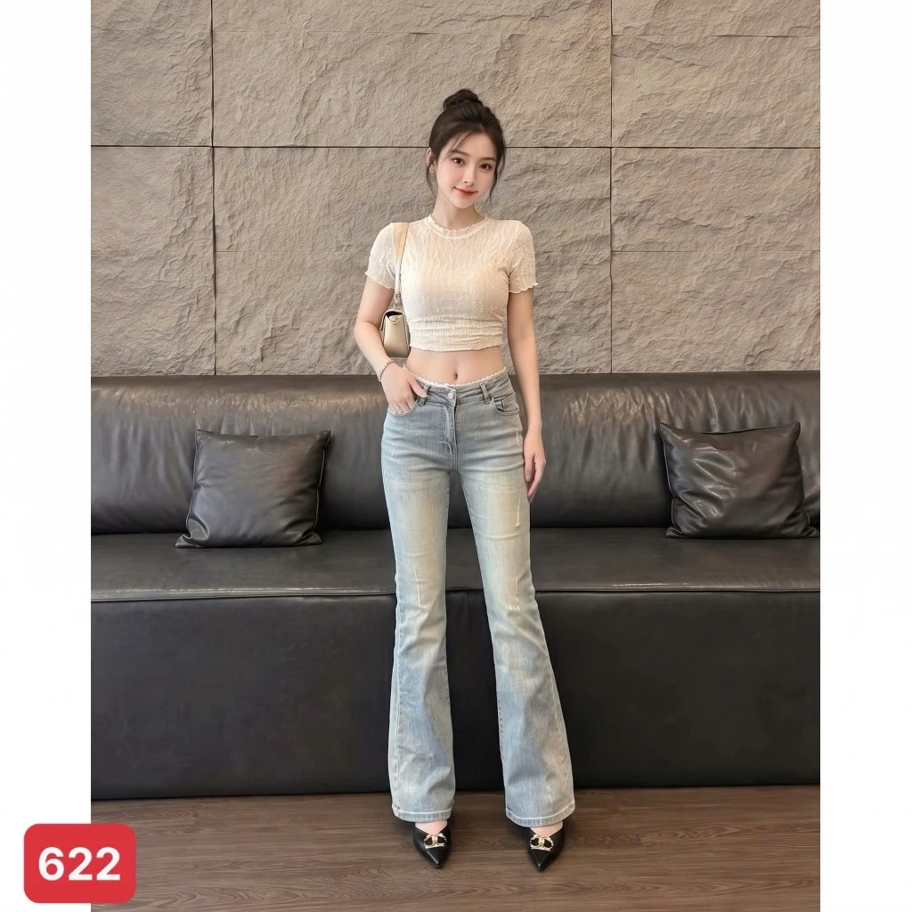 Quần Jean Nữ Ống Loe Lưng Cao Hack Dáng, Quần Bò Nữ Co Giãn Mẫu Mới Trẻ Trung Siêu Xinh - MQ622