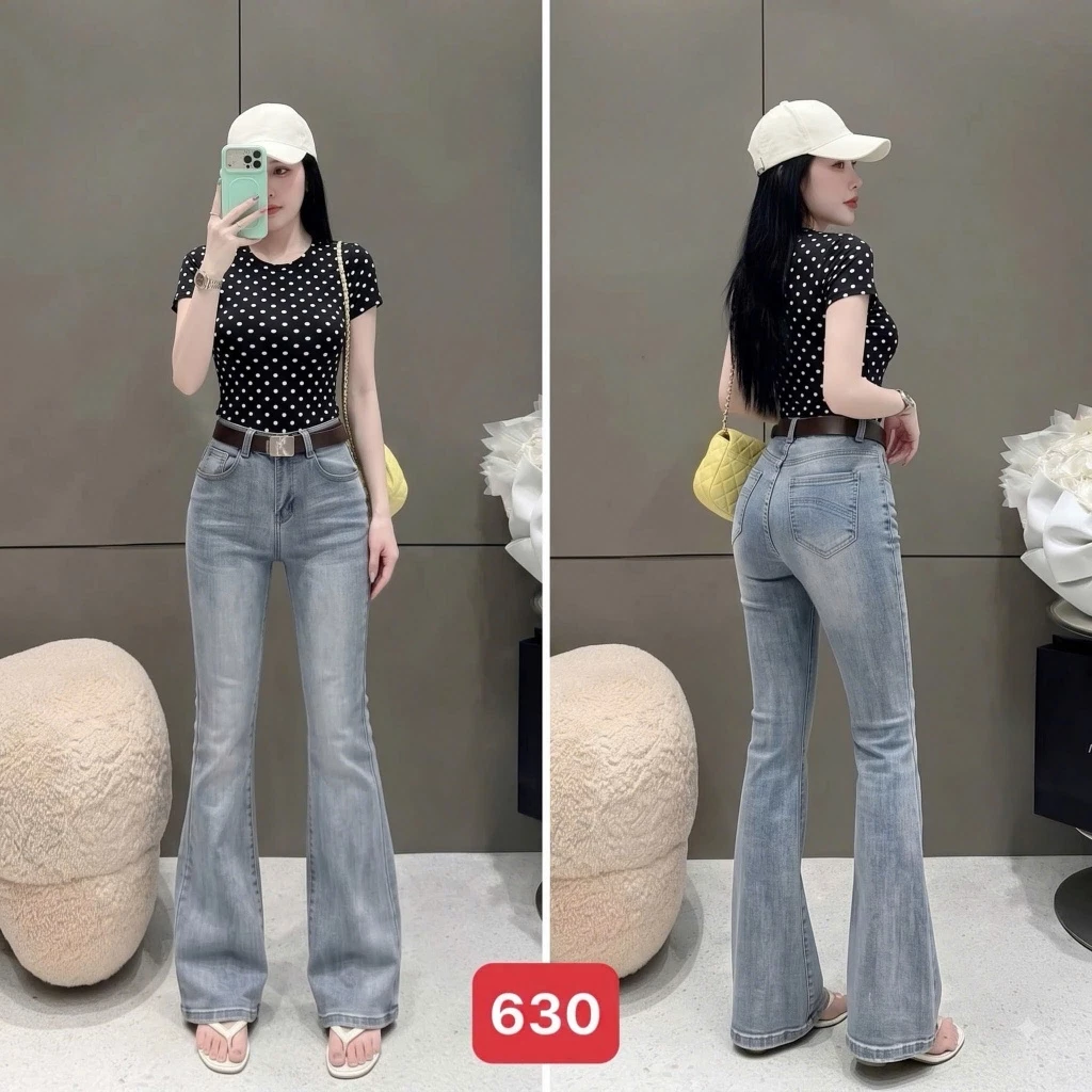 Quần Jean Nữ Ống Loe Lưng Cao Hack Dáng, Quần Bò Nữ Co Giãn Mẫu Mới Trẻ Trung Siêu Xinh - MQ630