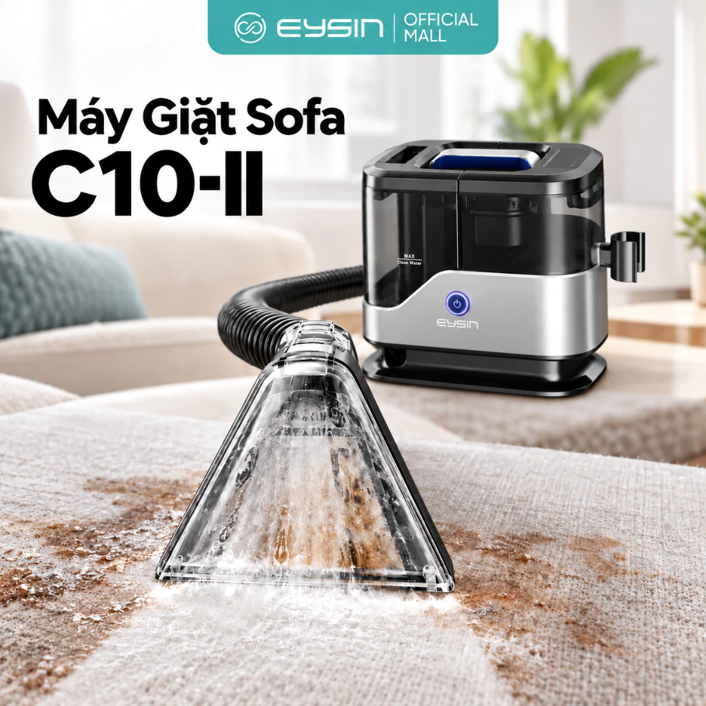 Máy Giặt Ghế Sofa Cầm Tay EYSIN C10II Giặt Đệm, Nệm, Vệ Sinh Nội Thất, Lực hút 17k PA