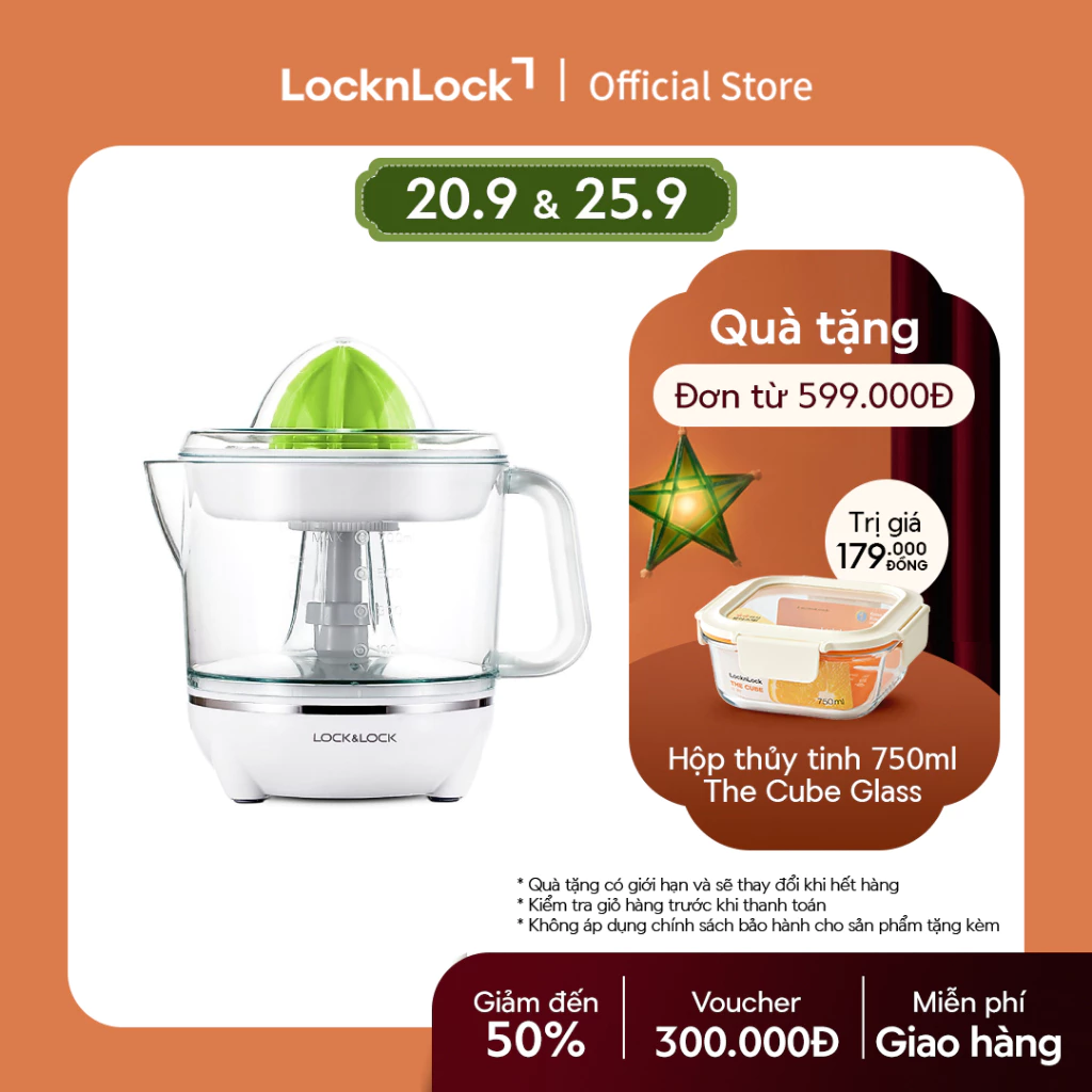 Máy vắt cam, chanh, bưởi, quýt, màu trắng Lock&Lock Citrus Juicer EJJ231 700ml