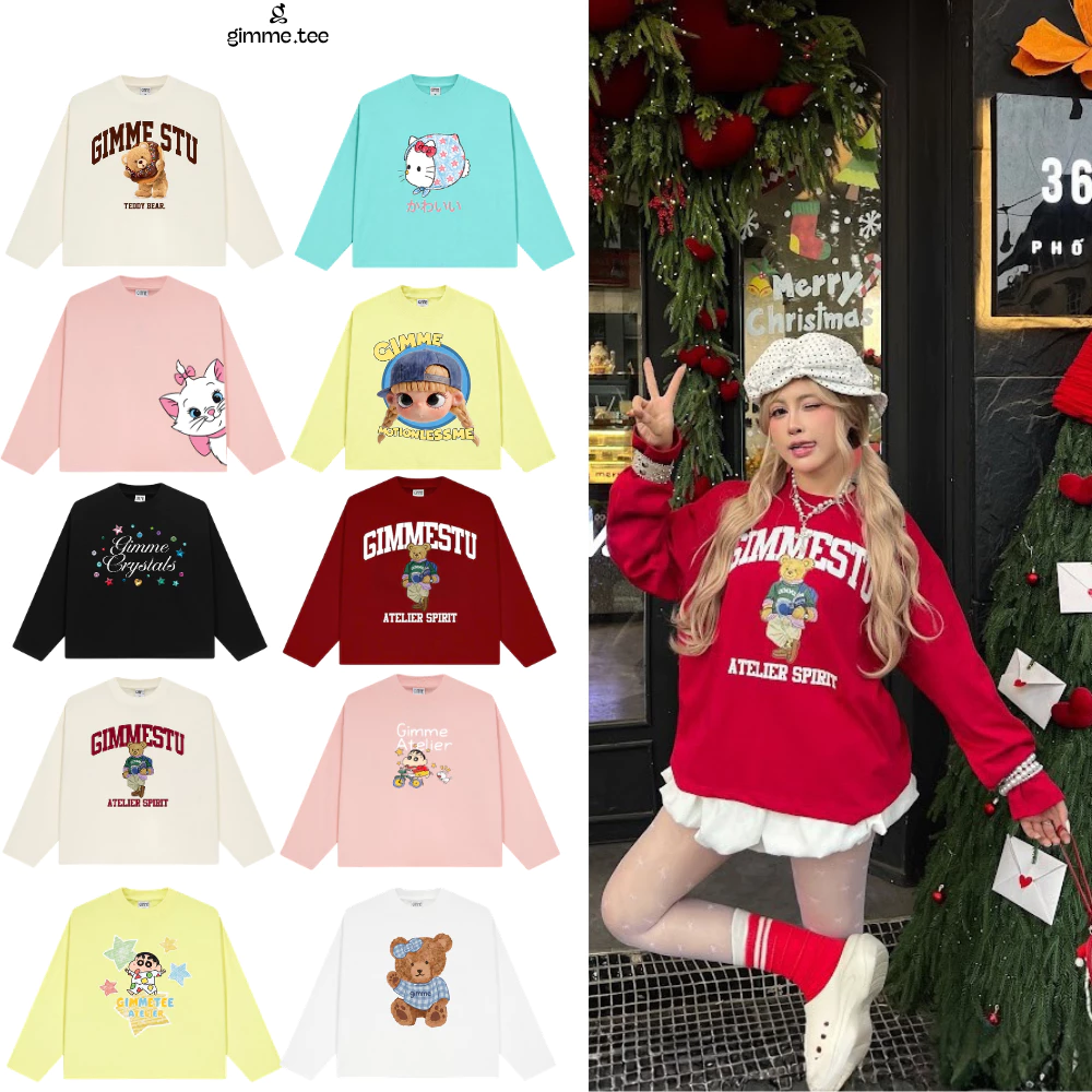 Áo Thun Tay Dài Form Boxy Cotton Xịn - BST GẤU  - Premium Cotton 250gsm - Áo Longsleev Boxy Unisex - GMTD7