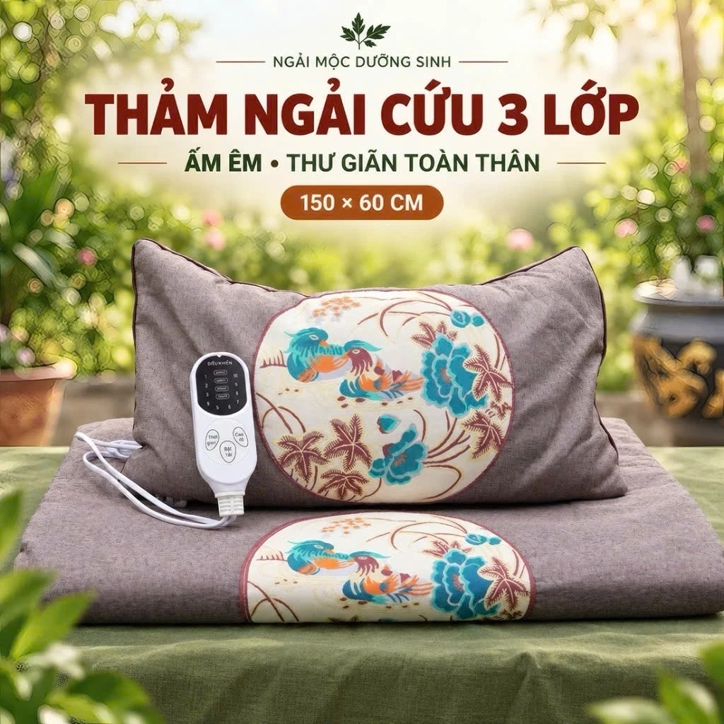 Thảm, Gối Ngải Cứu Điện Dưỡng Sinh Trung Hoa Cao Cấp, Đệm Sưởi Ngải Cứu Đông Y, Hỗ Trợ Đau Vai Gáy, Lưng, Xương Khớp.