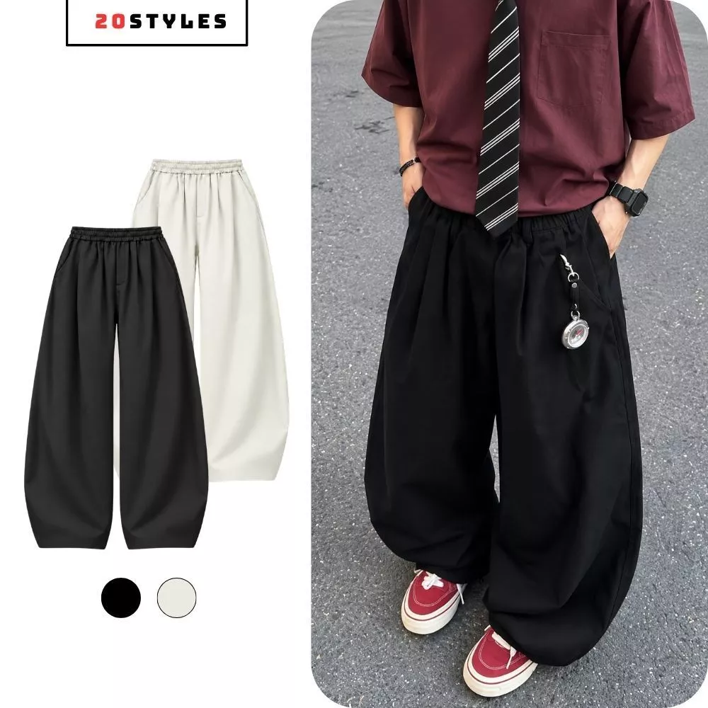 [Deal Mở Bán] 20Styles Quần Kaki Suông Dáng Cong Quần Kaki Dáng Suông Lưng Chun Màu Đa Dạng Phong Cách Thời Trang