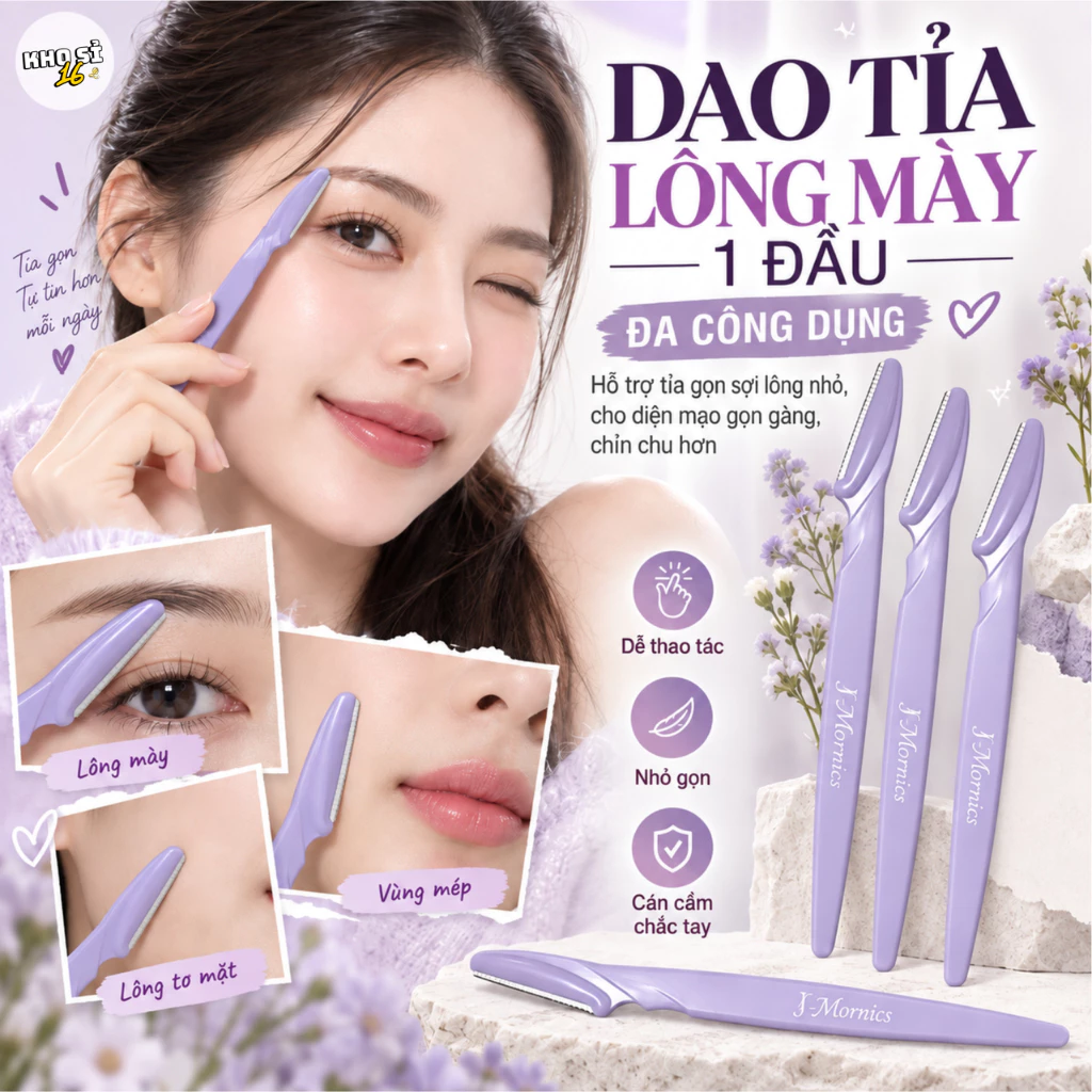 Dao Tỉa Chân Mày Nữ J-Mornics Dụng Cụ Cạo Lông Mày Làm Gọn Tạo Dáng Tiện Lợi_khosi16_JMDC005LM
