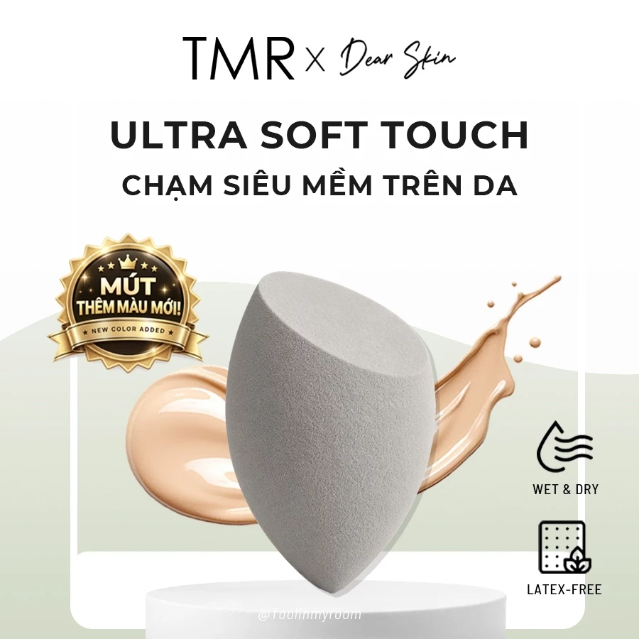 Mút Trang Điểm TMR Ultra Soft Hình Oval Siêu Mềm, Dùng Khô & Ướt, Tán Nền Mỏng Mịn