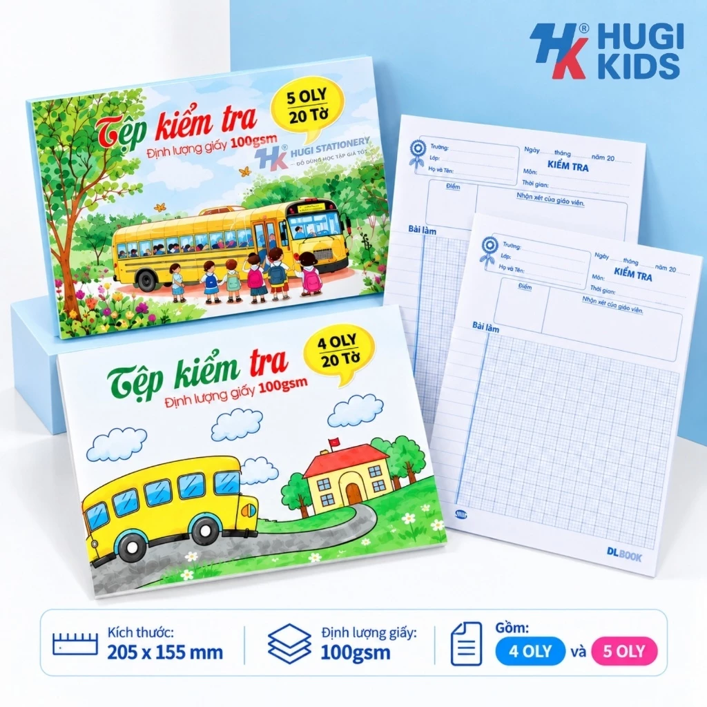 Tệp 20 Tờ Giấy Kiểm Tra Định Lượng 100gsm – Viết Êm Mượt, Không Lem Mực (155x205mm)