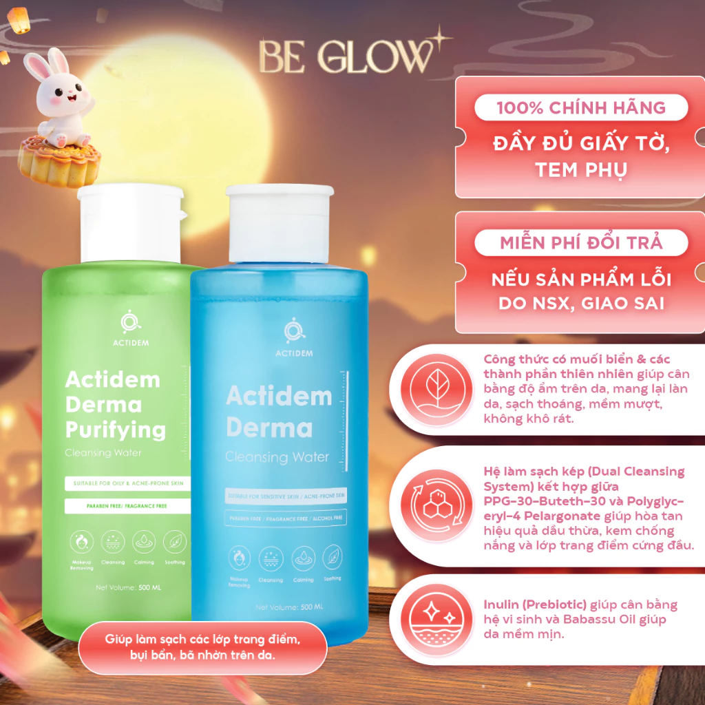 Nước Tẩy Trang Actidem Derma/Purifying Cleansing Water 500ml - Be Glow Beauty