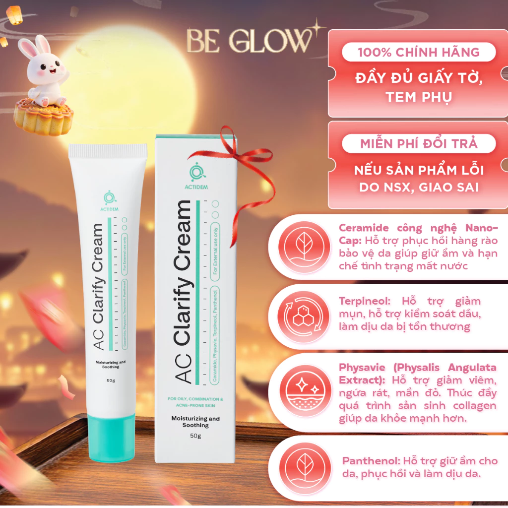 Kem Dưỡng Hỗ Trợ Làm Dịu Da Mụn Actidem AC Clarify Cream 50g - Be Glow Beauty