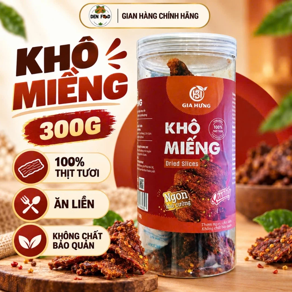Khô Miếng Hũ 300G, Thịt Tẩm Gia Vị Đậm Đà – Ăn Vặt Denfood