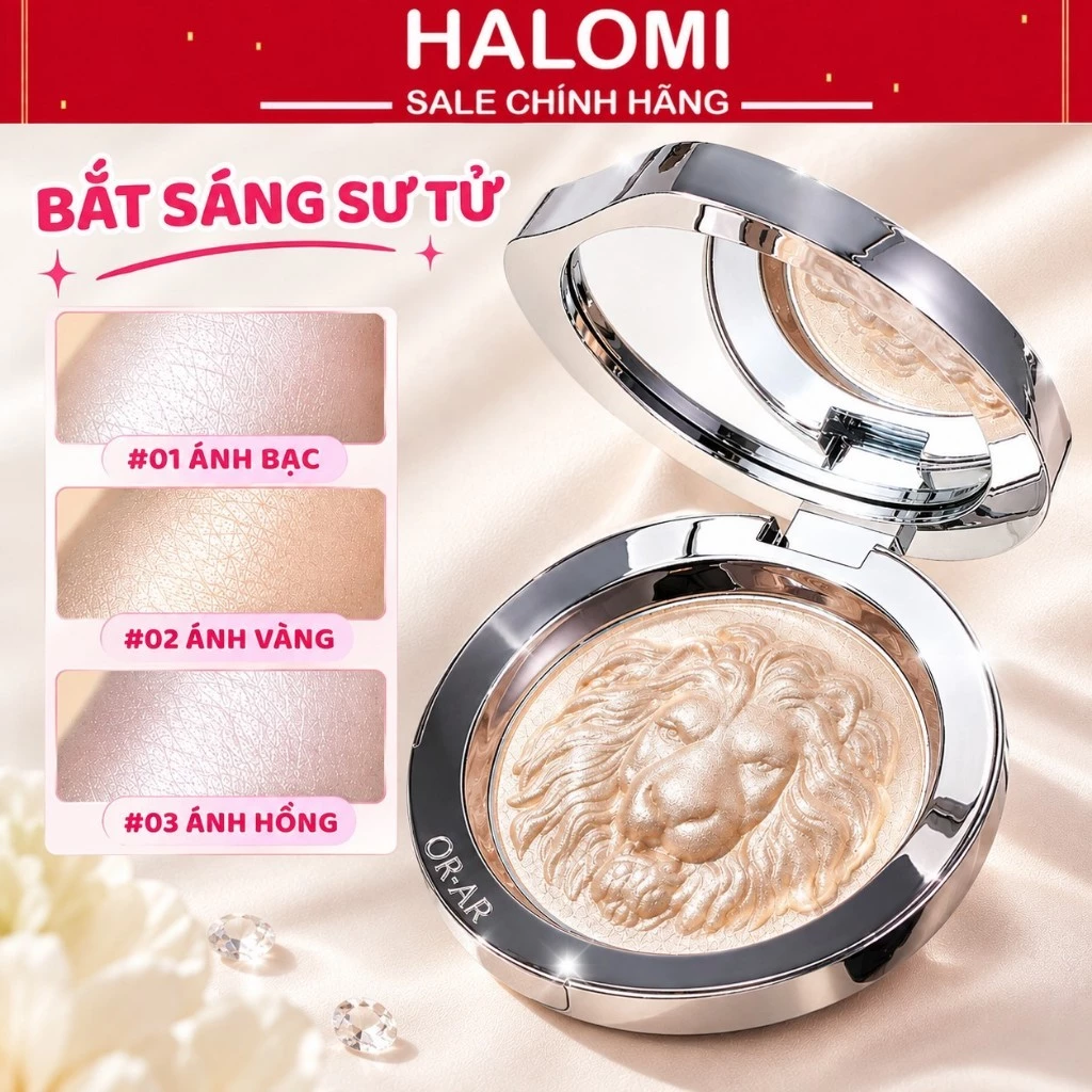 Phấn bắt sáng Lion Gloss Powder Highlight Sư tử mềm mịn sang chỉnh bám phấn lên màu đẹp