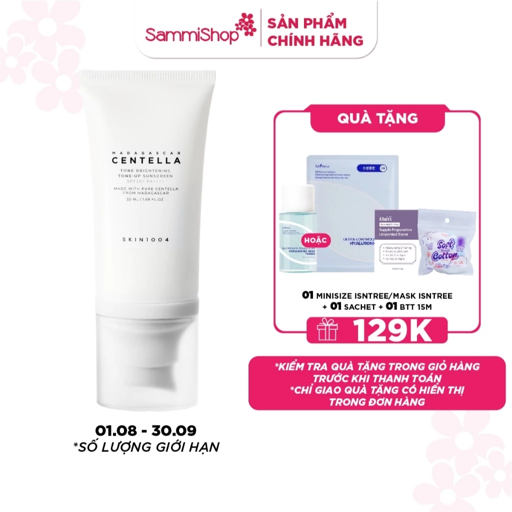 Skin1004 Kem chống nắng Madagascar Centella Tone Brightening Tone-up Suncreen SPF50+ PA++++ 50ml